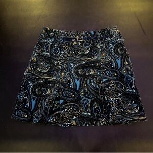 Blue and Black Paisley Mini Skirt